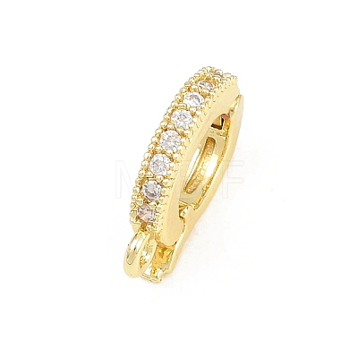 Brass Micro Pave Clear Cubic Zirconia Fold Over Clasps KK-H268-08G-1