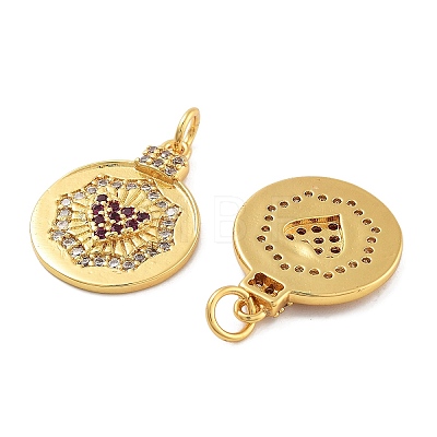 Rack Plating Brass Micro Pave Cubic Zirconia Pendants KK-Z071-65G-1