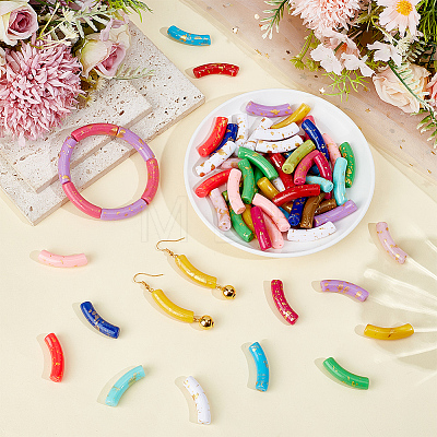 65Pcs Opaque Acrylic Beads OACR-PA0002-10-1