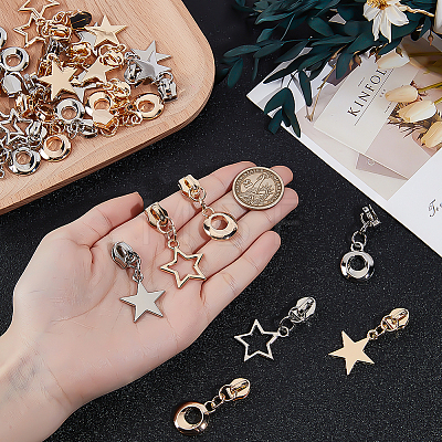 48Pcs 6 Styles Alloy Zipper Sliders with Round Charm DIY-ME0003-69-1