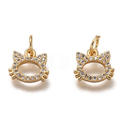 Brass Micro Pave Clear Cubic Zirconia Charms ZIRC-B002-55G-1