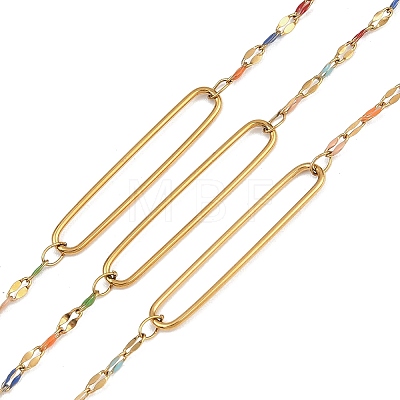 304 Stainless Steel Enamel Dapped Chain Oval Link Chains CHS-K021-15G-02-1