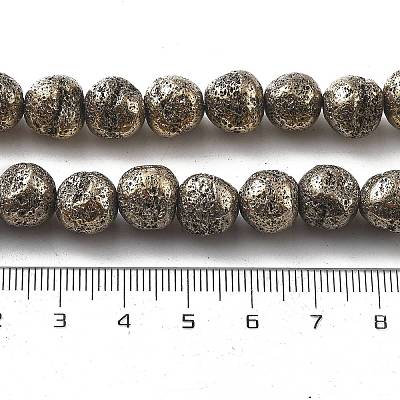 Electroplated Natural Lava Rock Beads Strands G-A251-D01-01J-1