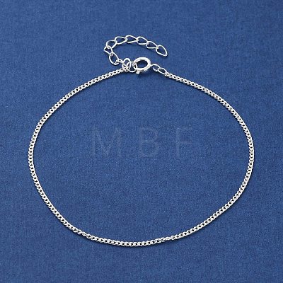 925 Sterling Silver Curb Chain Bracelets for Women BJEW-E101-01S-10-1