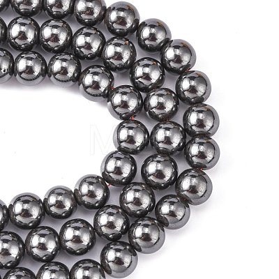 Magnetic Synthetic Hematite Beads Strands G-Q893-12mm-1