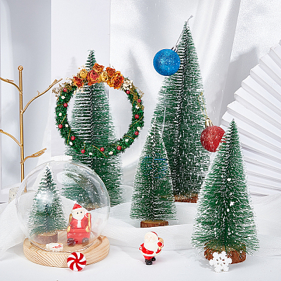 AHADERMAKER 5Pcs 5 Style Artificial Mini PVC Pine Needle Christmas Tree AJEW-GA0005-94-1