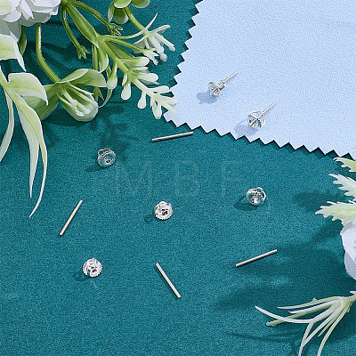 3 Pairs 925 Sterling Silver Screw Ear Nuts STER-BBC0009-74A-1