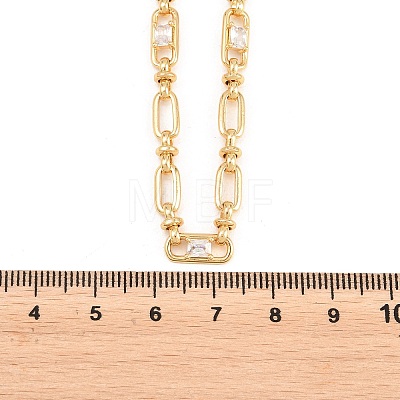 5MM Brass Pave Cubic Zirconia Oval Link Chain Necklaces NJEW-D324-01G-01-1