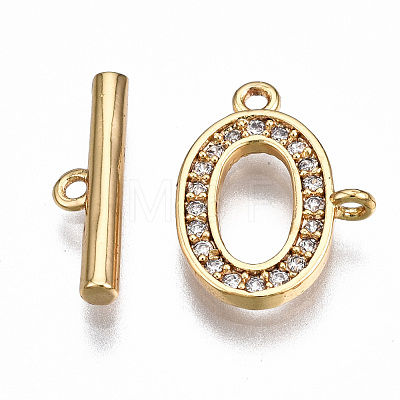 Brass Micro Pave Clear Cubic Zirconia Toggle Clasps KK-T063-97G-NF-1