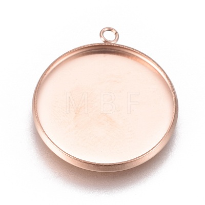 Ion Plating(IP) 304 Stainless Steel Pendant Cabochon Settings STAS-G127-13-20mm-RG-1