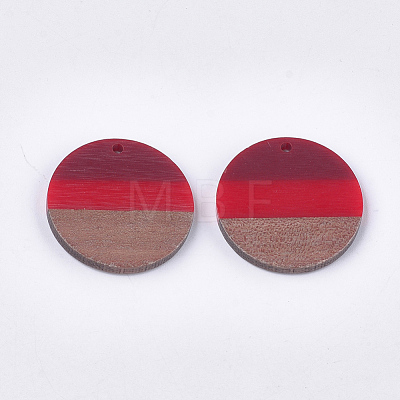 Tri-color Resin & Walnut Wood Pendants RESI-S358-78-1