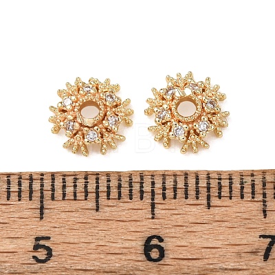 Brass Clear Cubic Zirconia Bead Caps KK-L272-03G-1