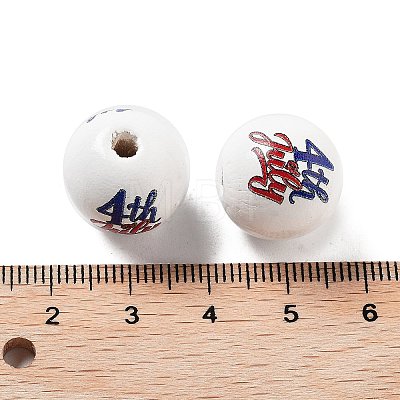 Independence Day Theme Wood European Beads WOOD-M011-07C-1