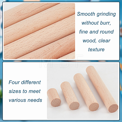  20Pcs 4 Style Round Wooden Sticks WOOD-NB0002-16C-1
