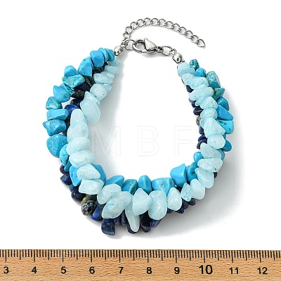 Natural & Synthetic Mixed Gemstone Chips Beaded Multi-strand Bracelets for Women BJEW-JB13986-02-1