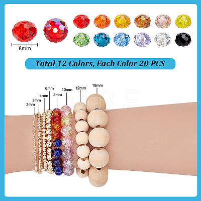 240Pcs 12 Colors Electroplate Transparent Glass Beads GLAA-PH0004-64-1