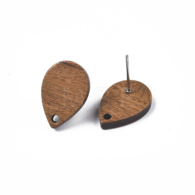 Walnut Wood Stud Earring Findings MAK-N033-007-1