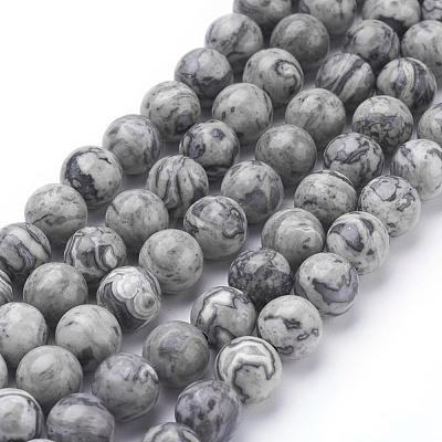 Natural Map Stone/Picasso Stone/Picasso Jasper Beads Strands G-G047-8mm-1