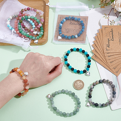 Gemstone Round Bead Bracelets BJEW-UN00039-1