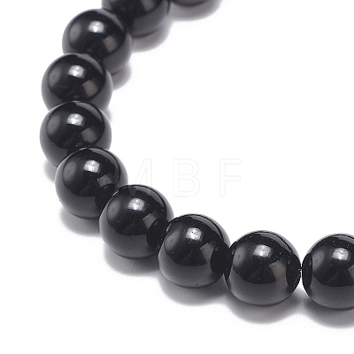 Natural Obsidian Beaded Stretch Bracelet BJEW-JB08879-02-1