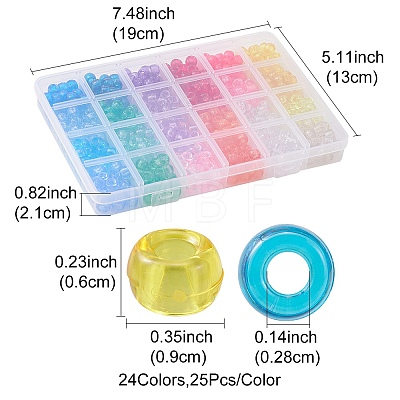 600Pcs 24 Style Transparent Plastic Beads KY-YW0001-48-1