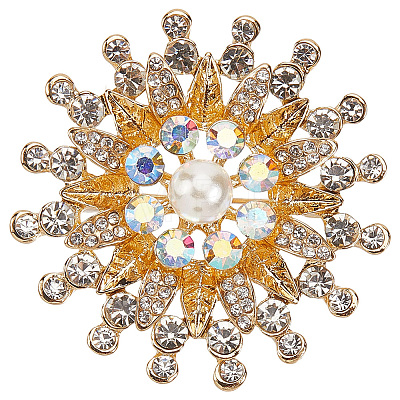 Flower Alloy Rhinestone Brooches for Backpack Clothes JEWB-WH20011-02A-1