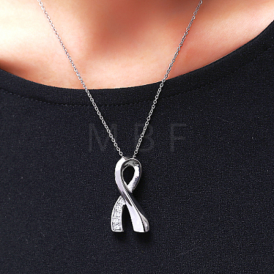 Crystal Rhinestone Awareness Ribbon Pendant Necklace GH2059-1-1