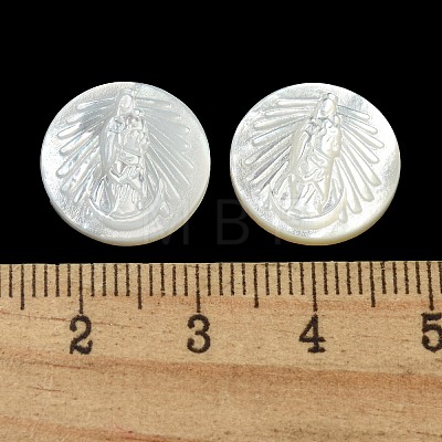 Carved Natural White Shell Cabochons SSHEL-N038-06B-01-1