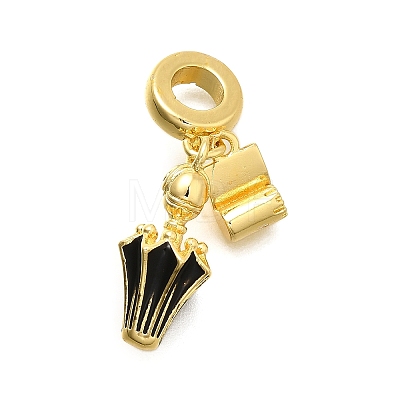 Brass Enamel Badminton European Dangle Charms KK-C087-11G-1