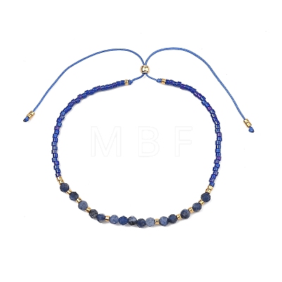 Adjustable Glass Seed & Natural Gemstone Beads Slider Bracelets for Women BJEW-JB13634-1