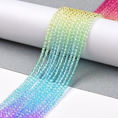 Transparent Gradient Color Glass Beads Strands GLAA-G101-2mm-04-1