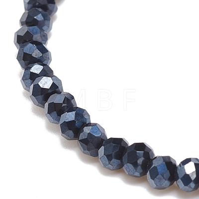 Glass Round Beaded Stretch Bracelet with Alloy Cross Charm for Women BJEW-JB08509-1