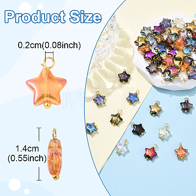 10Pcs Glass Pendants PALLOY-YW00065-01-1