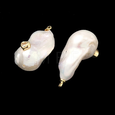 Brass & Pearl Micro Pave Cubic Zirconia Pendants KK-H259-13C-G01-1