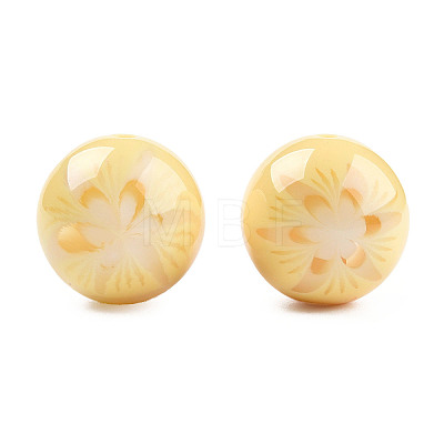 Flower Opaque Resin Beads RESI-T054-001A-1