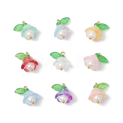 9Pcs 9 Colors Glass Pendants PALLOY-MZ00837-1