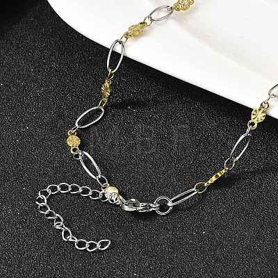 304 Stainless Steel Flower Link Chain Necklaces for Women NJEW-A046-02C-GP-1