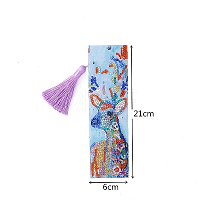 Deer Pattern DIY Diamond Painting Bookmark with Tassel Pendants Kits PW-WGE9DCE-01-1