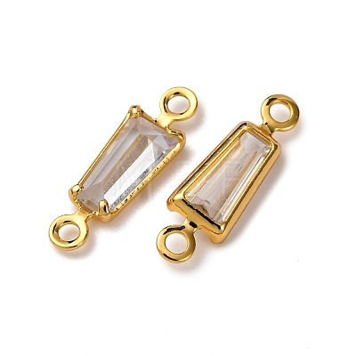 Brass Pave Clear Cubic Zirconia Connector Charms KK-Z121-06G-01-1