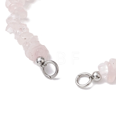 Natural Rose Quartz Chip Nylon Braided Beaded Bracelet Making AJEW-JB01296-01-1