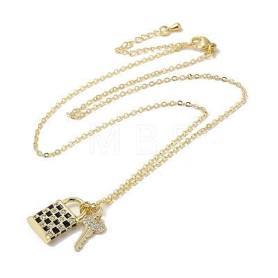 Brass Micro Pave Cubic Zirconia Pendant Necklace NJEW-B082-04G-01-1