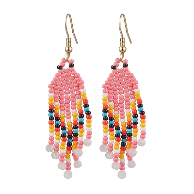 Bohemian Glass Seed Beads Dangle Earrings EJEW-MZ00338-04-1