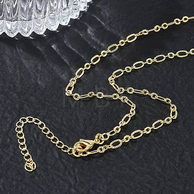 2.7MM Brass Textured Figaro Chain Necklaces for Women KK-CBA2293-16G-1