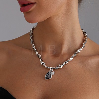 Alloy Glass Nuggets Pendant CCB Plastic Beaded Necklaces for Women FS-WG68853-01-1