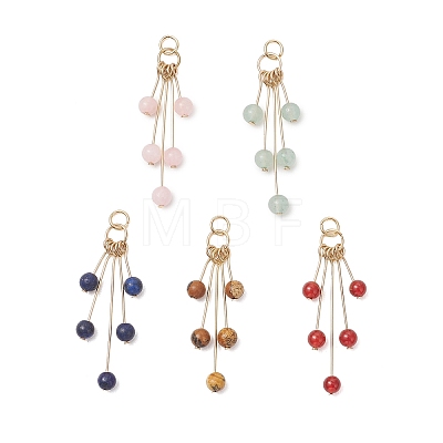 Natural Mixed Gemstone Dangle Pendants PALLOY-JF05233-1
