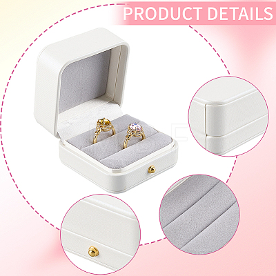 Square Imitation Leather Couple Ring Storage Boxes with Velvet Inside and Golden Findings CON-WH20005-23C-1