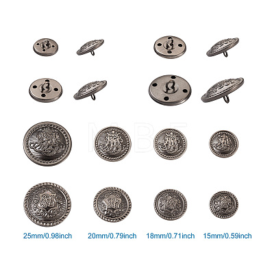 80 Pcs 8 Styles Brass Shank Buttons BUTT-TA0001-10-1