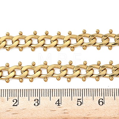 304 Stainless Steel Ball Tassel Cuban Link Chain Necklaces NJEW-K249-22G-1
