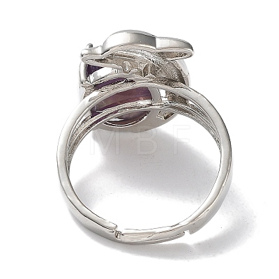 Natural Amethyst Oval with Dolphin Adjustable Ring G-Z031-01P-19-1