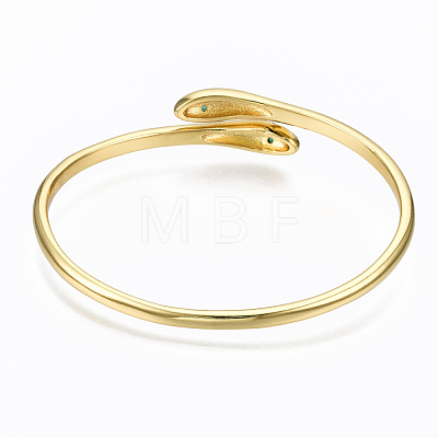 Brass Micro Pave Cubic Zirconia Cuff Bangles BJEW-T018-07G-NF-1
